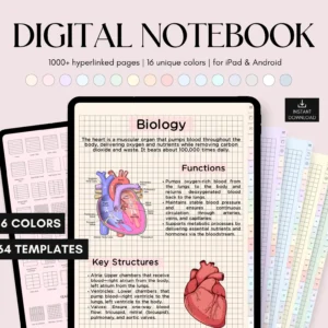 Digital Notebook with Tabs, GoodNotes Notebook